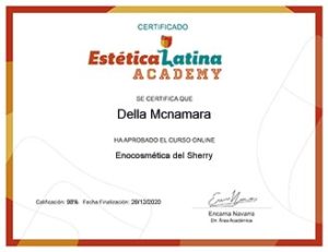 Certificado curso Enocosmética del Sherry