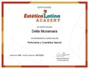 certificado curso Perfumería y cosmética natural
